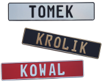 Tablica imienna kierowcy (tłoczona aluminiowa) 520 x 112 mm
