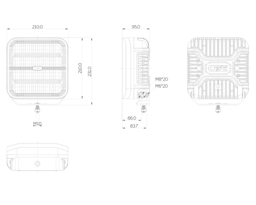 Reflektor dalekosiężny "Halogen" OZZ SQR P9"