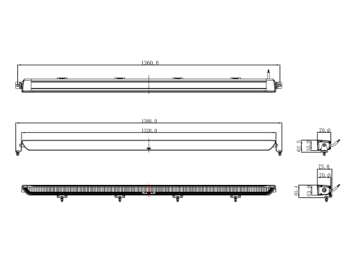 Reflektor Dalekosiężny Listwowy OZZ XB1 P52″ Black (132 cm)