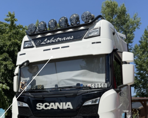 Osłona przeciwsłoneczna daszek (35cm) Scania R/S NG od 2016r. (wraz z zestaw montażowym) na pięć świateł obrysowych