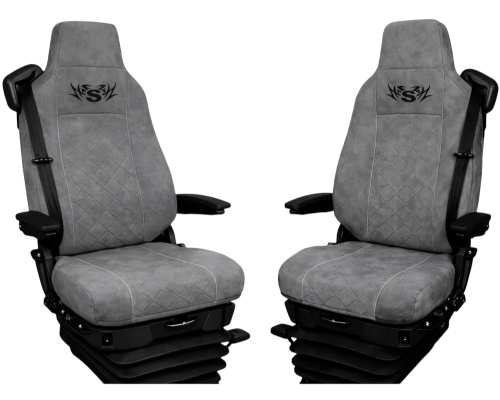 Pokrowce na fotele Scania S, R, G, P od 2004r. welurowe (dwa fotele takie same kierowca i pasażer z wąskim zagłówkiem)
