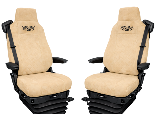 Pokrowce na fotele Scania S, R, G, P od 2004r. welurowe (dwa fotele takie same kierowca i pasażer z wąskim zagłówkiem)