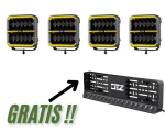 Reflektor dalekosiężny  "Halogen" OZZ SQR P9" LED X 4 szt + GRATIS Panel LED OZZ LP1 czarny + tablica rejestracyjna