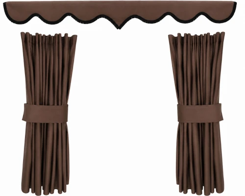 Zasłony przednie do kabiny ciężarówki + falbana (Gruby materiał plus podszewka)