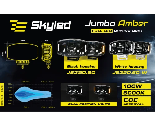 Reflektor SKYLED Jumbo Amber White (100W, białe i pomarańczowe światło pozycyjne) R7/R10/R112